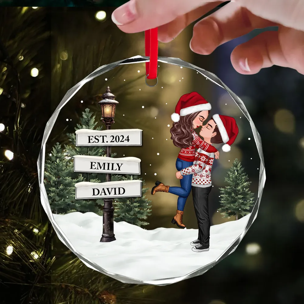 Ornement en verre - Décoration de Noël personnalisée pour couples