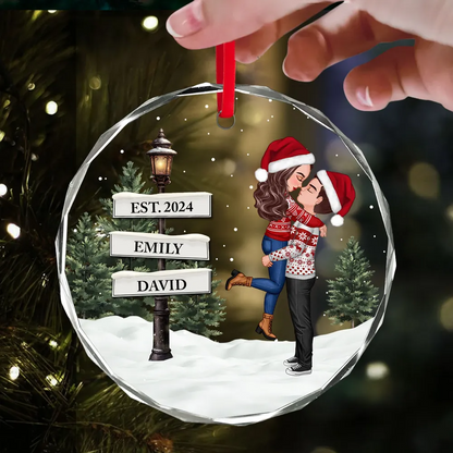 Ornement en verre - Décoration de Noël personnalisée pour couples