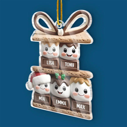 Pendentif de Noël personnalisé « Guimauve, joie en famille ».