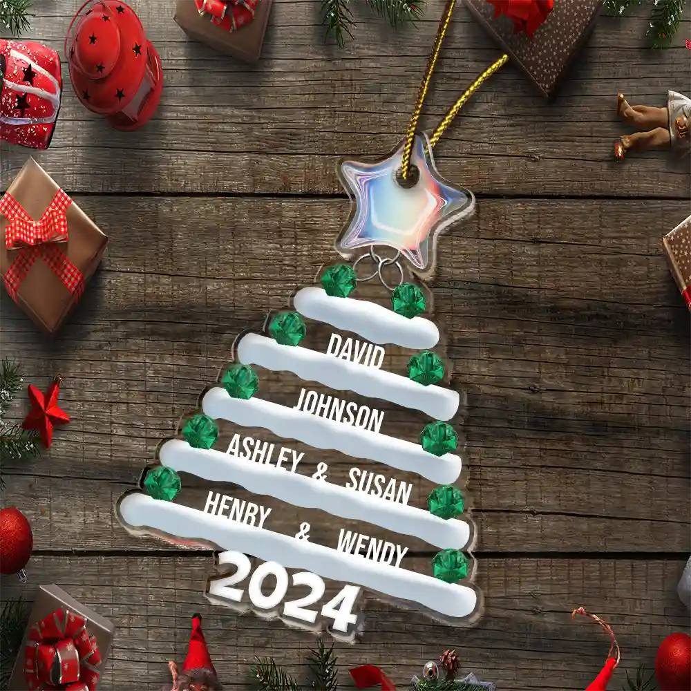 2024 Décorations d'arbre de Noël familiales personnalisées avec 1-10 noms