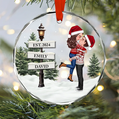 Ornement en verre - Décoration de Noël personnalisée pour couples