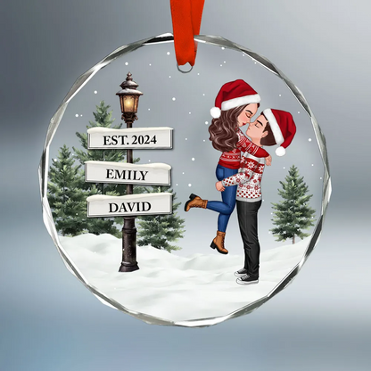 Ornement en verre - Décoration de Noël personnalisée pour couples