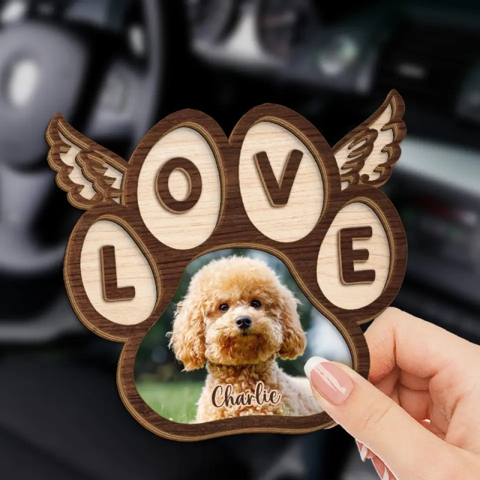 Empreinte de patte avec ailes – Clip pare-soleil personnalisé – Souvenir pour propriétaires d'animaux