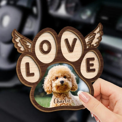 Empreinte de patte avec ailes – Clip pare-soleil personnalisé – Souvenir pour propriétaires d'animaux