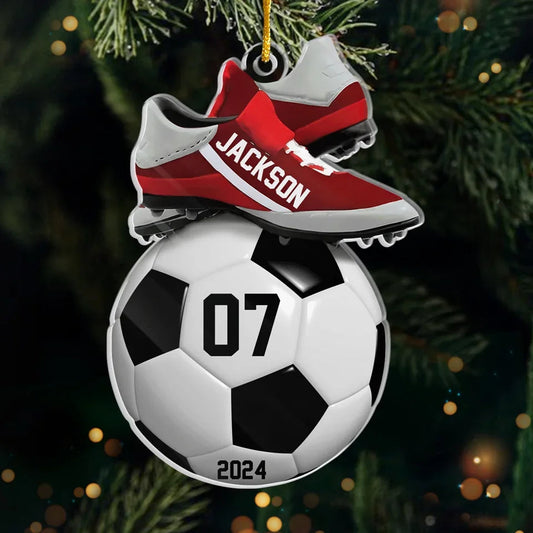 Ornement de Noël personnalisé pour le football « Coup d'envoi 2024 »