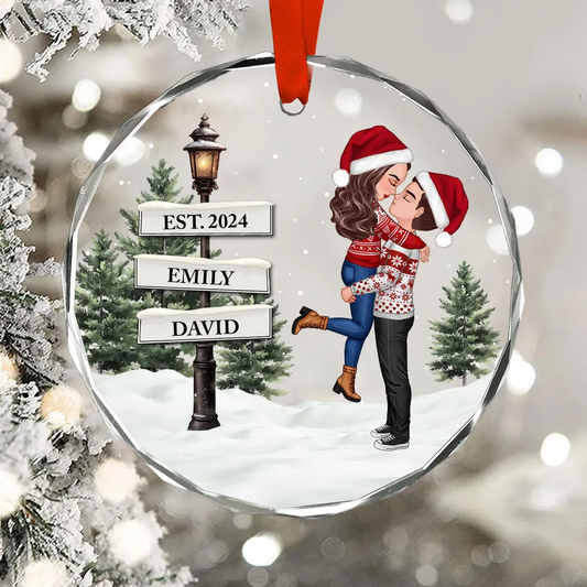 Ornement en verre - Décoration de Noël personnalisée pour couples