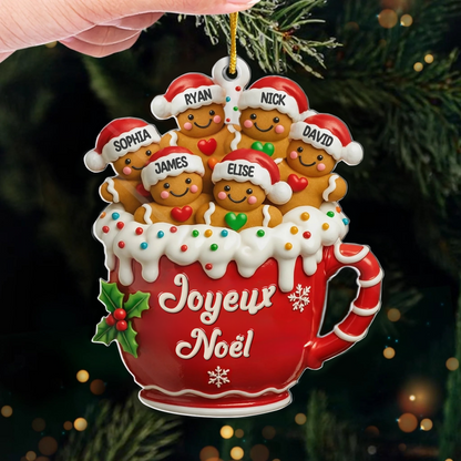 Bonhomme en pain d'épices Orement de Noël en acrylique avec nom et texte