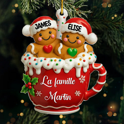 Bonhomme en pain d'épices Orement de Noël en acrylique avec nom et texte