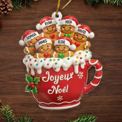 Bonhomme en pain d'épices Orement de Noël en acrylique avec nom et texte