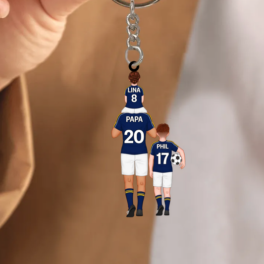 Équipe de football de papa Porte-clés père et enfants