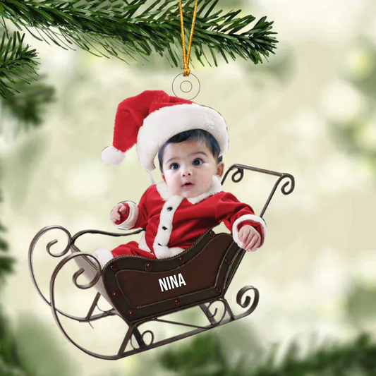Bébé Photo Père Noël Décorations de Noël avec nom