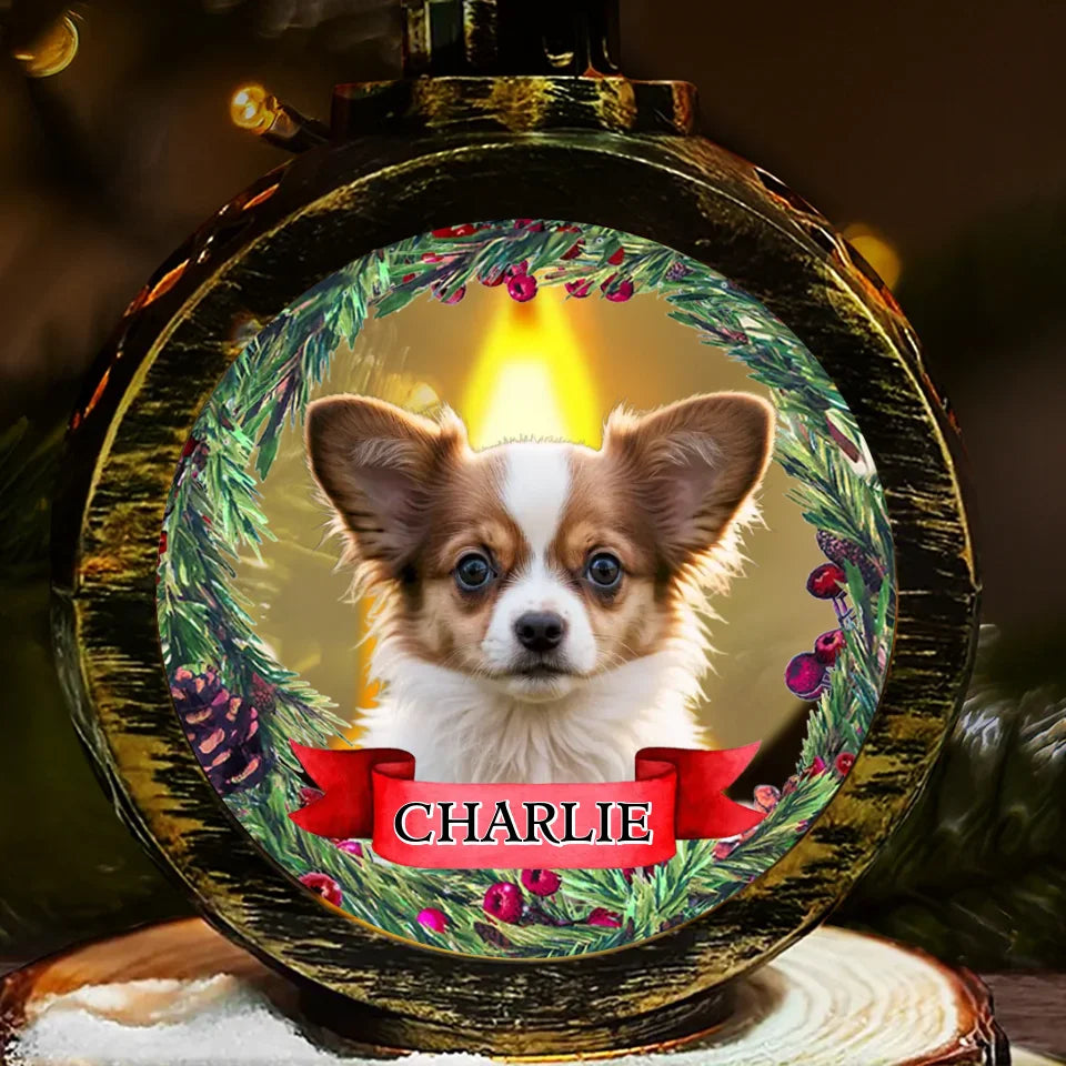 Ornements de lanterne à bougie avec photo pour animaux de compagnie