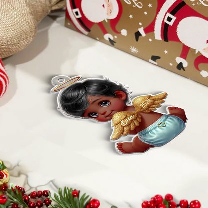 Ange pendentif acrylique pour bébé avec nom