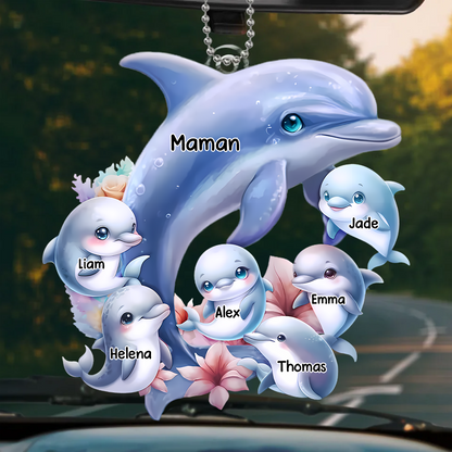 Pendentif personnalisé avec dauphins – Cadeau pour maman et mamie