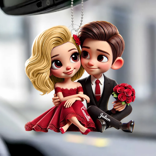 Porte-voiture en acrylique – Cadeau personnalisé pour couple