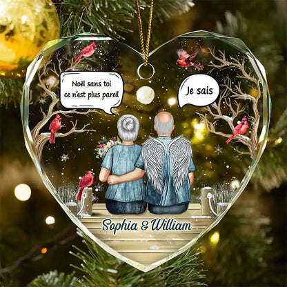 Ornement en verre en forme de cœur – Décoration de Noël commémorative, cadeau de deuil