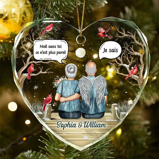 Ornement en verre en forme de cœur – Décoration de Noël commémorative, cadeau de deuil