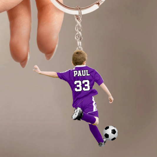 Porte-clés personnalisé garçon footballeur – Cadeau pour fils