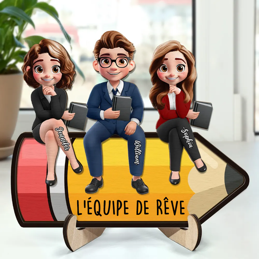 Plaque en bois personnalisée – Décoration de bureau, cadeau pour enseignant(e) et collègues
