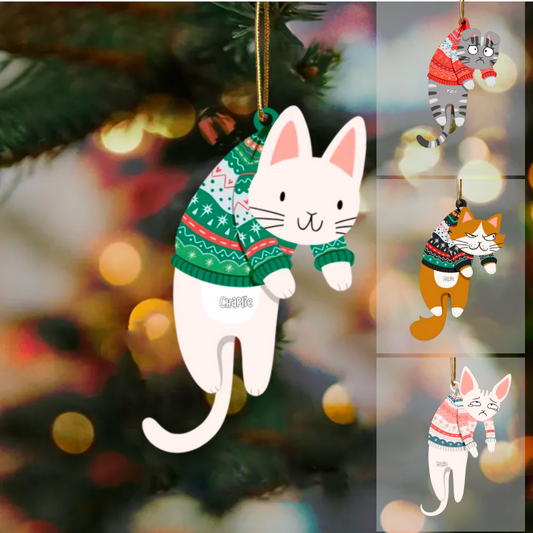Décorations de Noël Chats suspendus avec nom Décorations acryliques