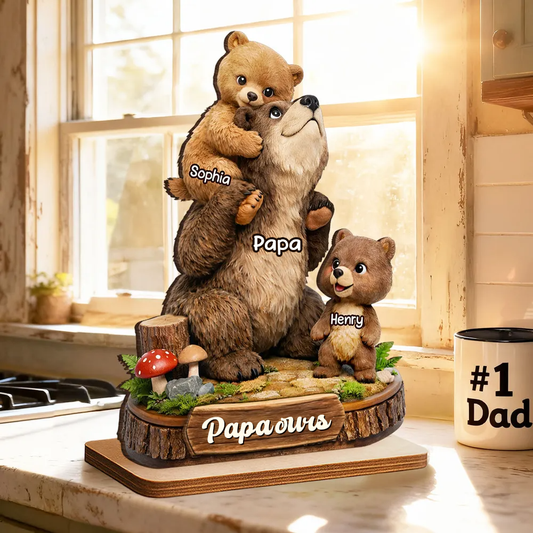 Décoration en bois personnalisé « Papa Ours » avec motif d’ours