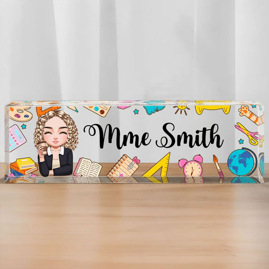 Plaque en acrylique personnalisée avec prénom – Cadeau pour enseignante et collègue