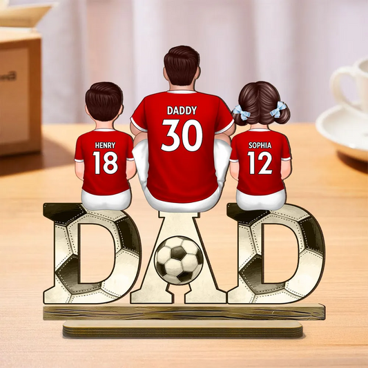 Panneau en bois personnalisé "Football DAD" – Cadeau père-enfants pour Papa