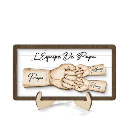 Plaque en bois personnalisée avec poing contre poing – Cadeau pour papa
