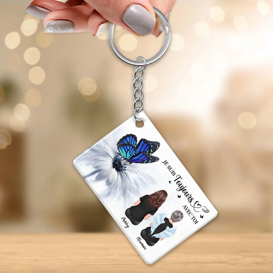 Toujours avec toi – Porte-clés personnalisé en acrylique, souvenir de deuil