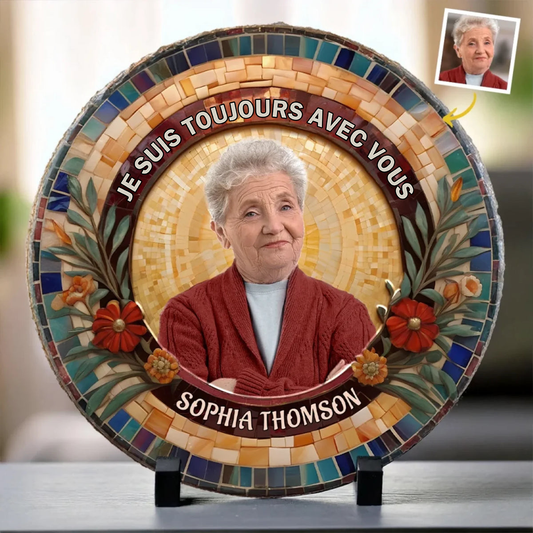 Plaque en ardoise personnalisée avec photo, texte et prénom – Cadeau commémoratif