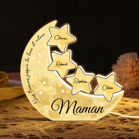 Boîte lumineuse personnalisée avec le nom de maman et grand-mère
