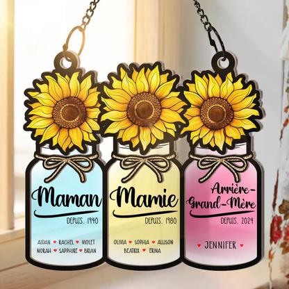 Attrape-soleil personnalisé avec motif de vases – Cadeau pour femme, maman et mamie