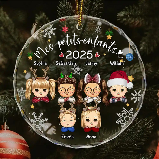Petits-enfants - Pendentif en verre personnalisé Décoration de Noël pour grand-père et grand-mère