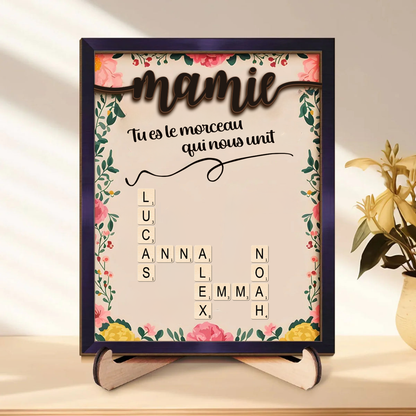Tu es la pièce – Plaque en bois personnalisée avec mots croisés