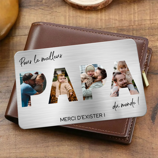 Carte portefeuille personnalisée avec photos « Pour le meilleur papa du monde » – Cadeau pour père