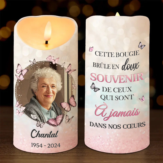 En souvenir affectueux de... – Bougie LED funéraire personnalisée avec photo