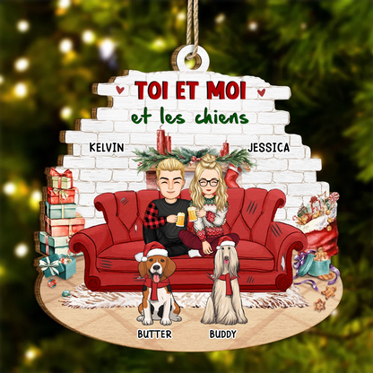 Orement de Noël en bois personnalisée – Cadeau pour couples & amoureux des animaux