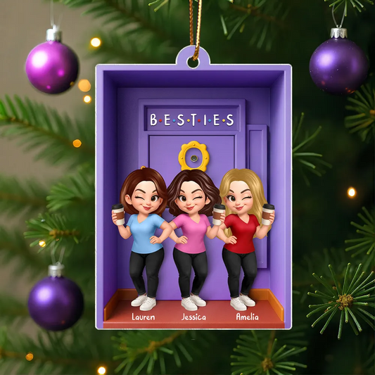 Orement en acrylique avec 2 à 6 femmes Décorations de Noël personnalisées pour sœur et meilleures amies
