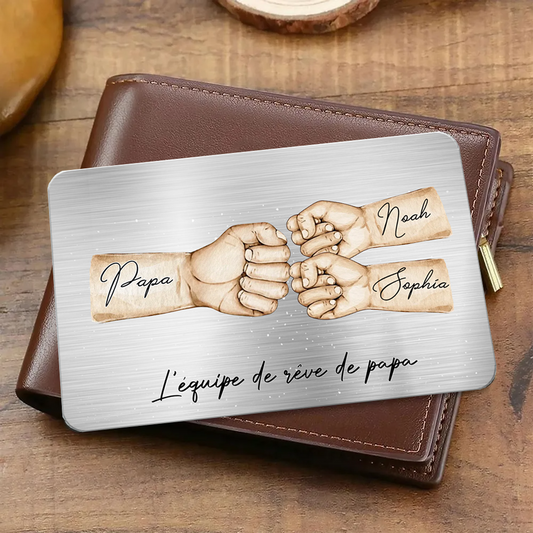 Carte portefeuille personnalisée avec motif poing contre poing – Wallet Card pour papa