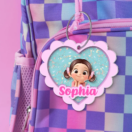 Porte-clés en acrylique avec cœur et nom – Cadeau pour enfants
