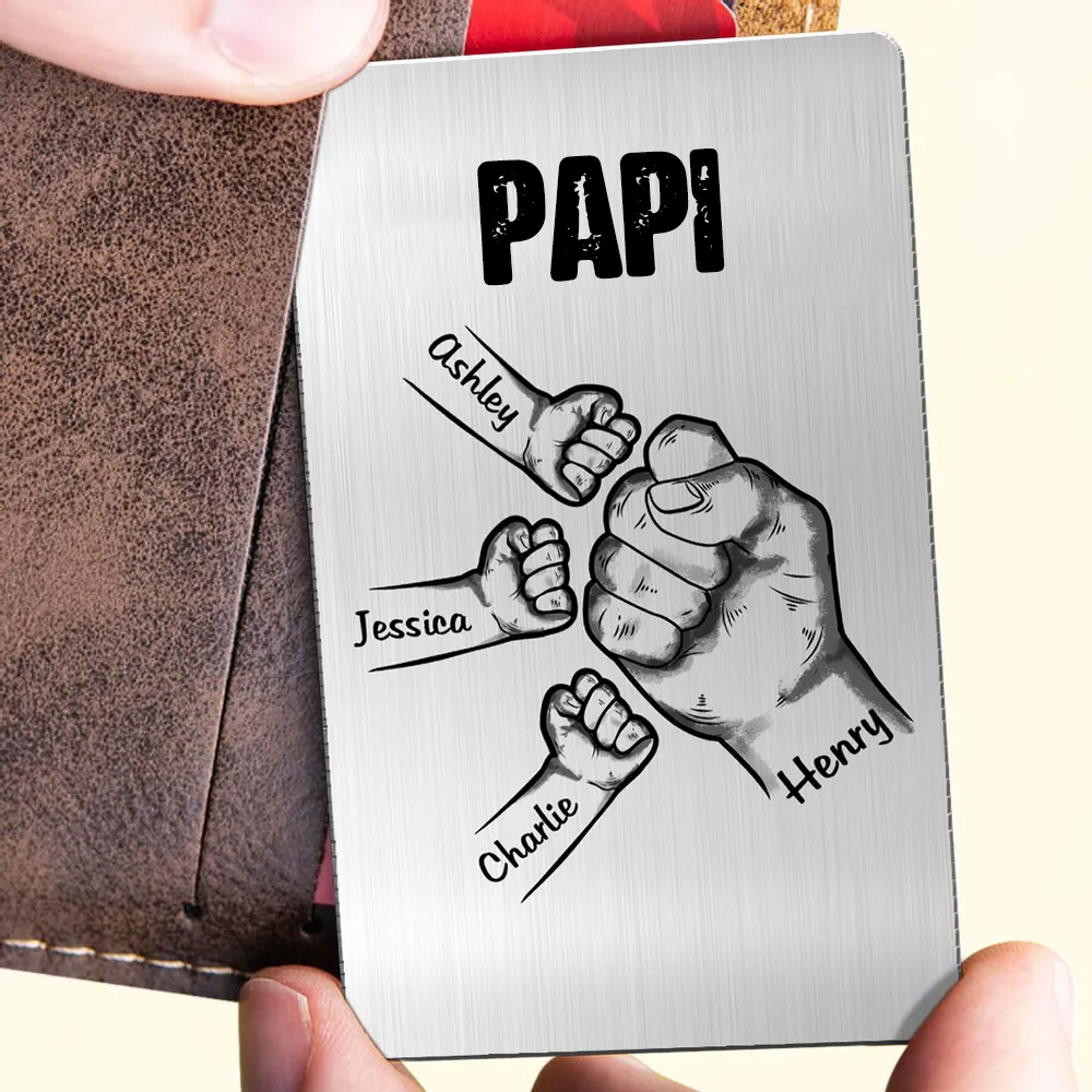 Carte portefeuille personnalisée avec nom et texte Cadeau pour papa et grand-père