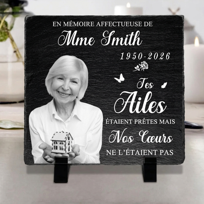 Plaque en ardoise personnalisée avec photo et message, en tendre souvenir – Cadeau commémoratif