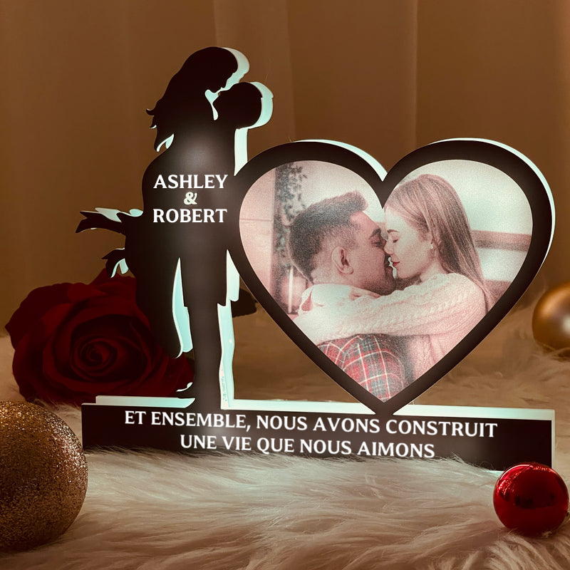 Boîte lumineuse personnalisée avec photo, nom et texte Cadeau pour couple