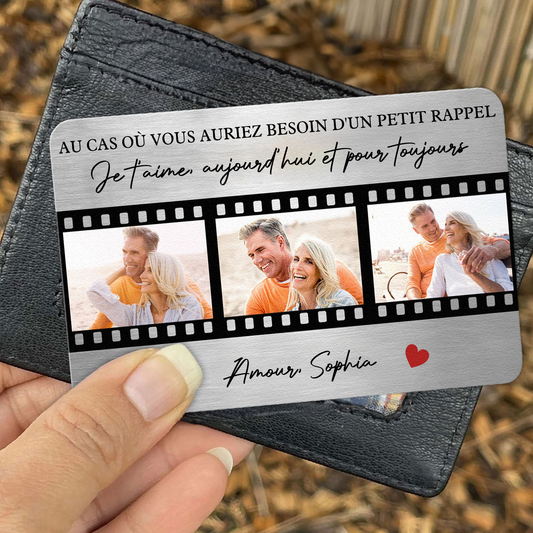 Carte portefeuille personnalisée avec photos et gravure – Pour couple et famille