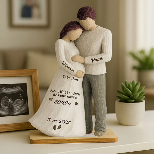 Bébé en route – Décoration en bois personnalisé avec prénom – Cadeau pour future maman