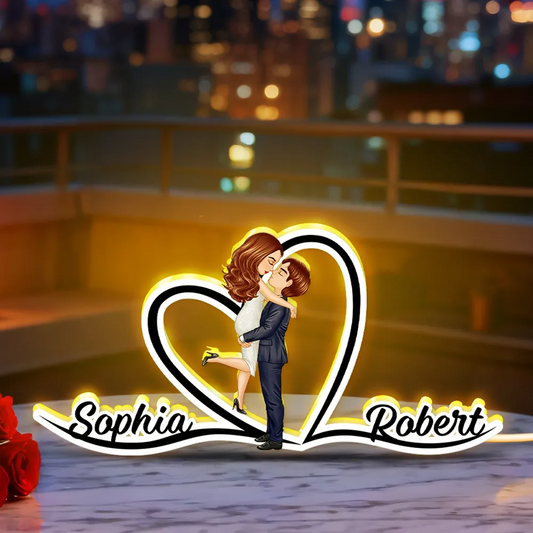 Boîte lumineuse LED personnalisée - Cadeau pour couple / couple LGBT