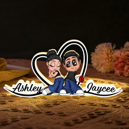 Couple Y2K et cœur Boîte lumineuse personnalisée avec prénoms Cadeau pour couple/couple LGBT