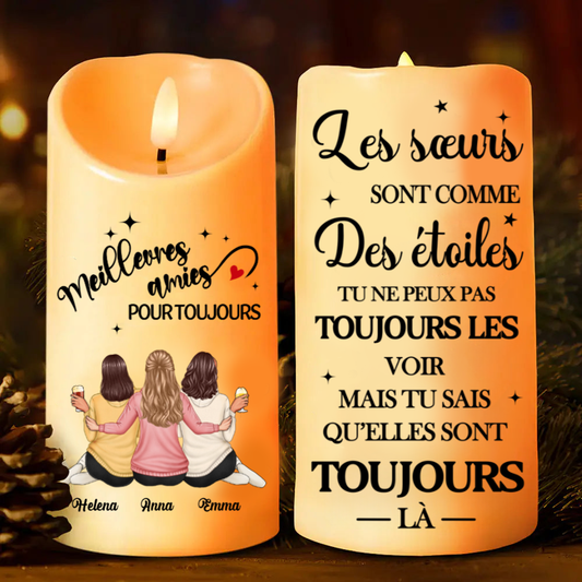 Bougie LED personnalisée pour sœurs