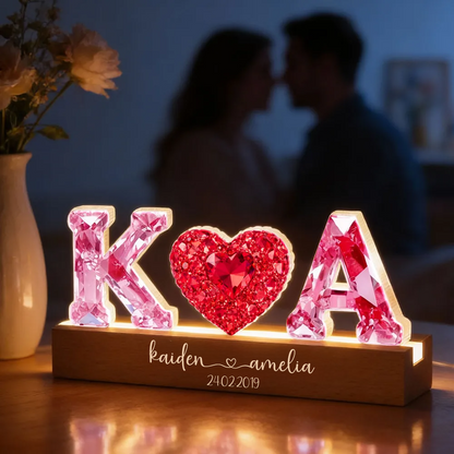 Anniversaire - Veilleuse LED personnalisée avec effet cristal Cadeau pour couple