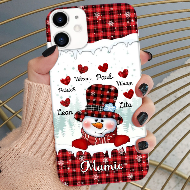 Bonhomme de neige Mamie-Etui téléphone personnalisé pour iPhone et Samsung
